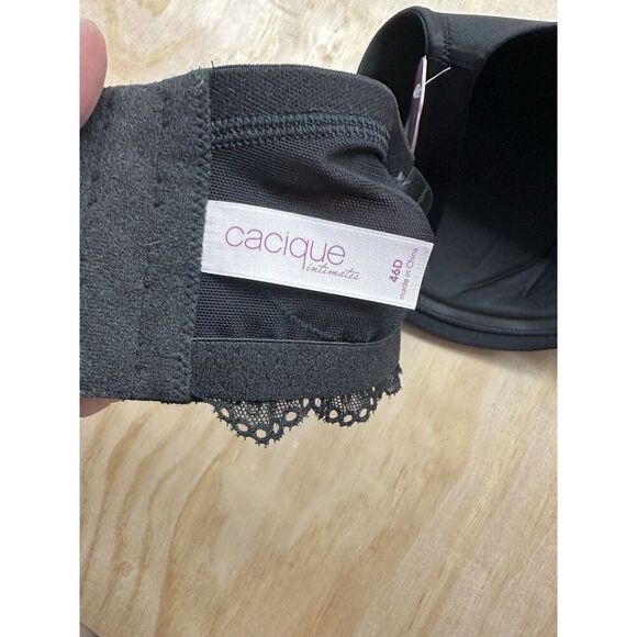 Cacique Bra 46 D Black Underwire Full Coverage Satin New! - Picture 5 of 5